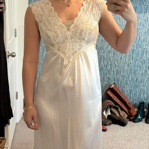 Vintage Olga White Lace Slip Dress